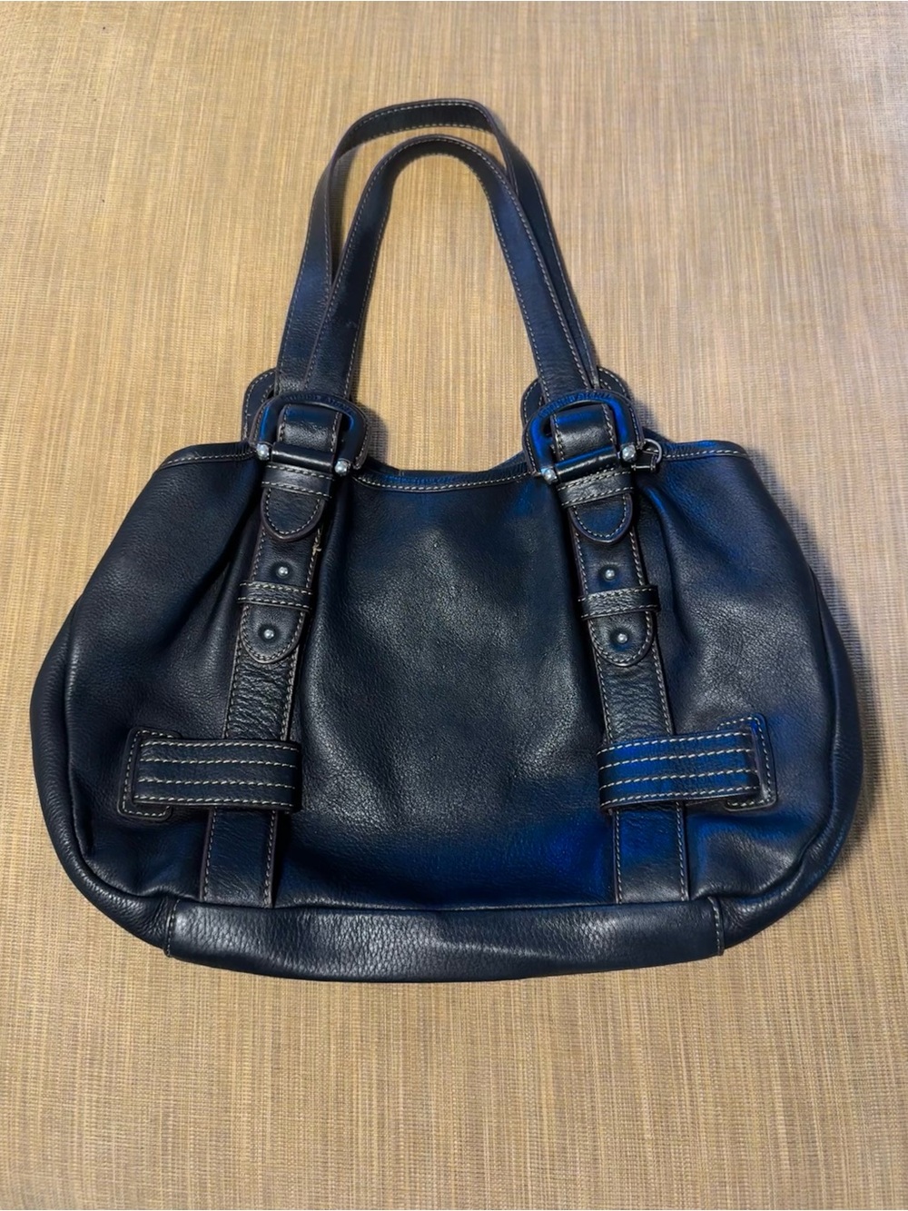 Vintage Etienne Aigner Black Leather Buckle Shoulder Bag